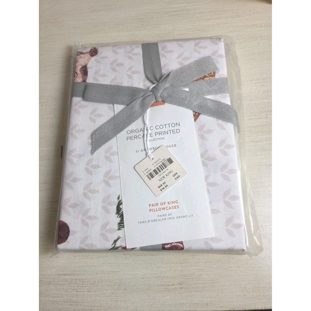 Anthropologie Dog Icon King Pillowcases Set Of 2 Organic Cotton Percale